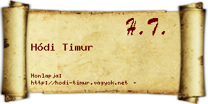 Hódi Timur névjegykártya